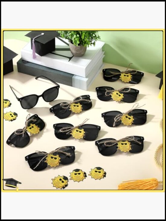 Graduation Sunglasses Bulk with Motivation Cards Hemp Rope, 50 Pairs Adult UV main image 6